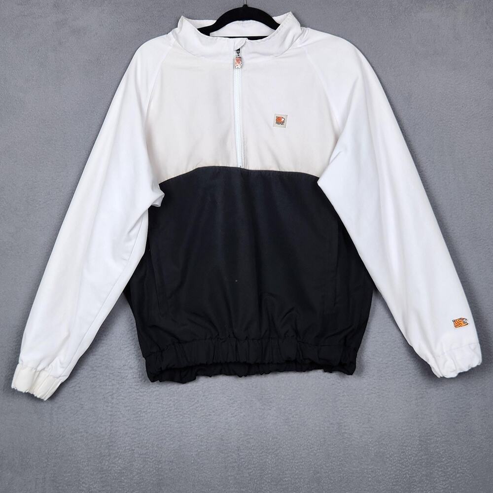 Soulgoods Jacket Mens Medium Black White Half Zip Pullover Tiger Logo Streetwear